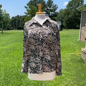 Kim Rogers Leopard Print Long Sleeve Top